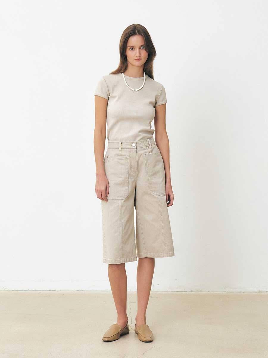 TFS RIVET WASHED SHORT PANTS_BEIGE