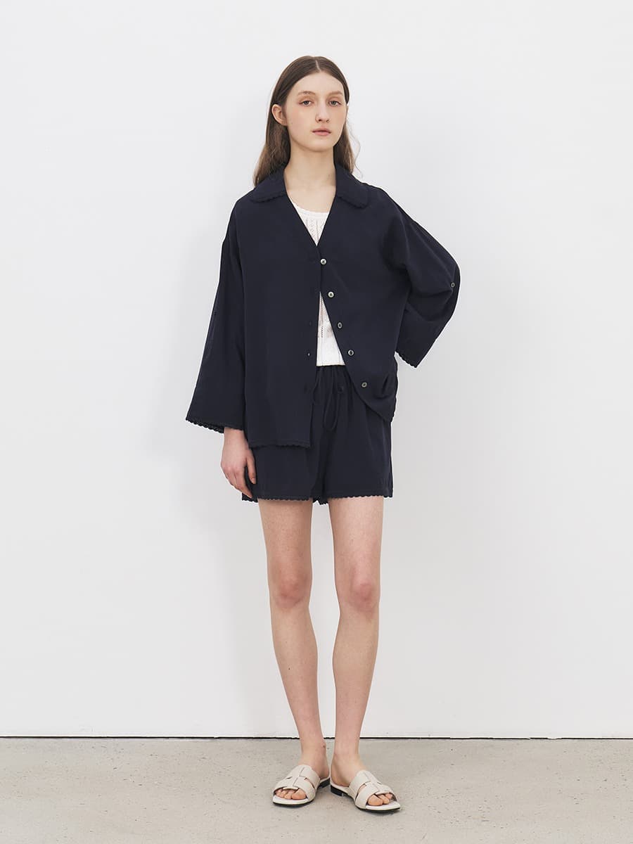 TFR LACE BANDING SHORT PANTS_NAVY