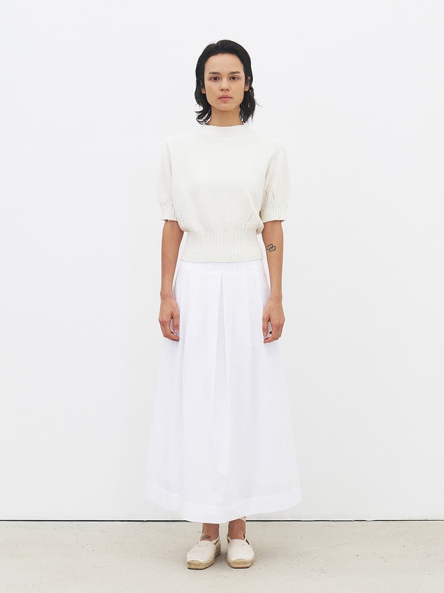 TFR COTTON PLEATED SKIRT_IVORY