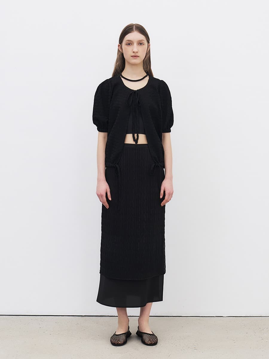 TFR CHECK LAYERD SKIRT_BLACK