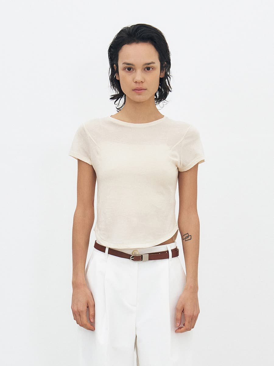 TFR ROUND NECK COTTON TOP_BEIGE