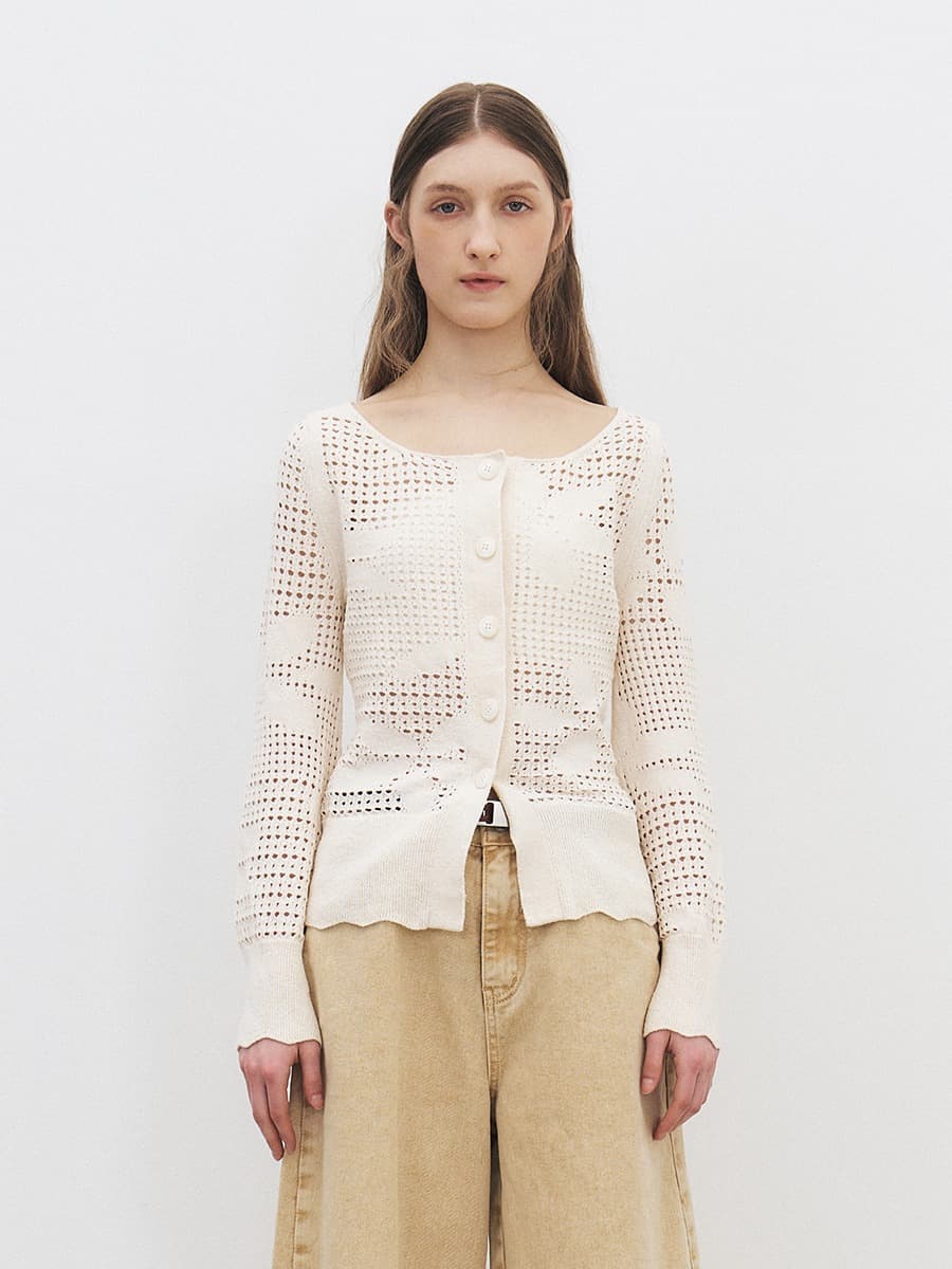 TFR FLORAL SKASHI KNIT CARDIGAN_IVORY