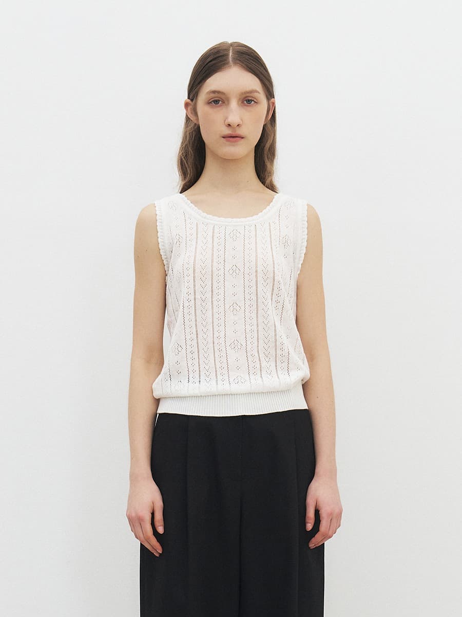 TFR CROCHET LACE SLEEVELESS KNIT TOP_IVORY