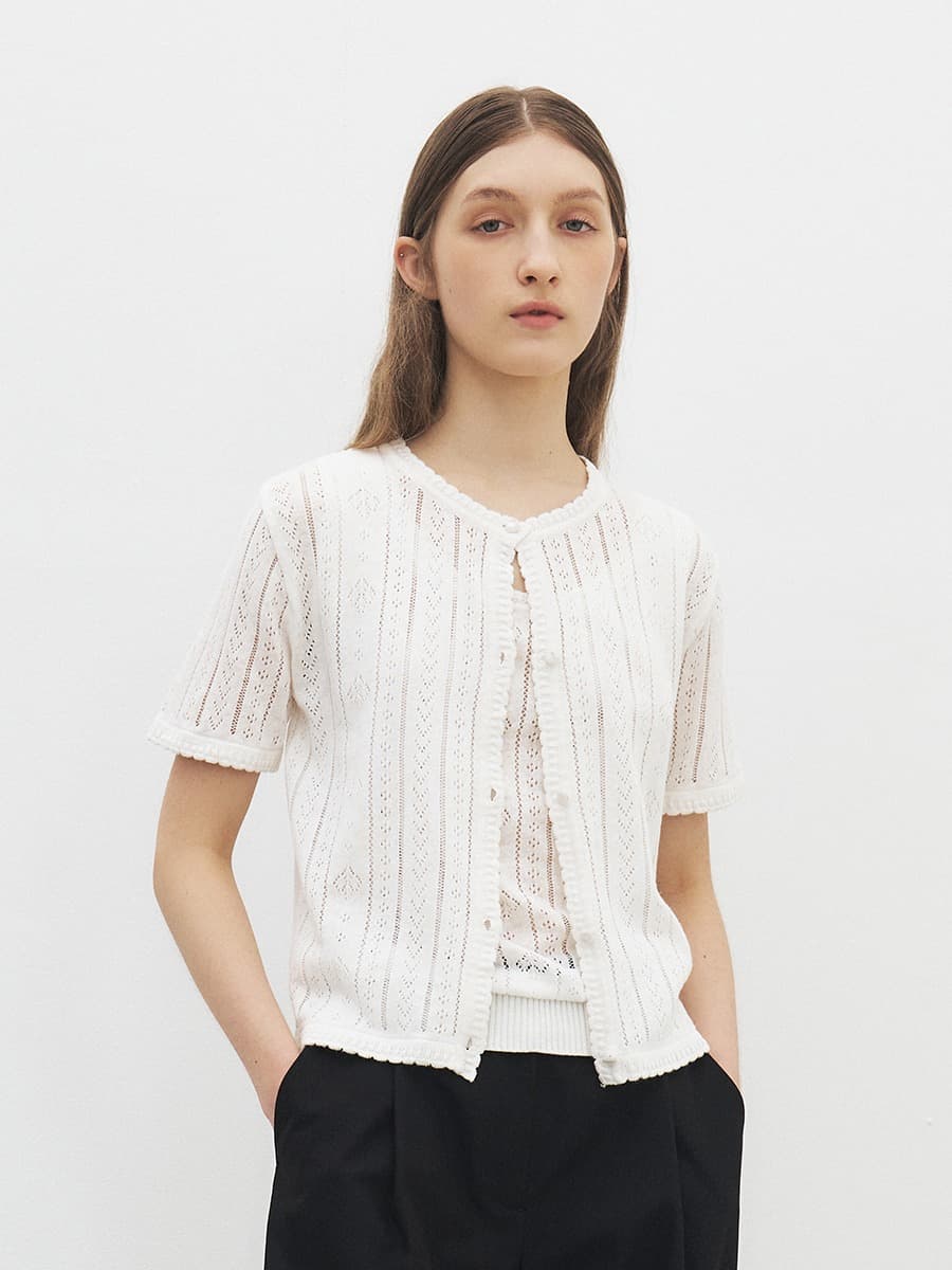 TFR CROCHET LACE KNIT CARDIGAN_IVORY