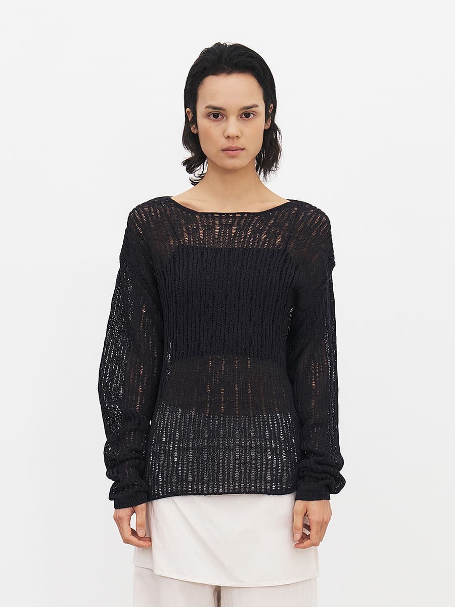 TFR LOOSE FIT NETTING KNIT_D-NAVY