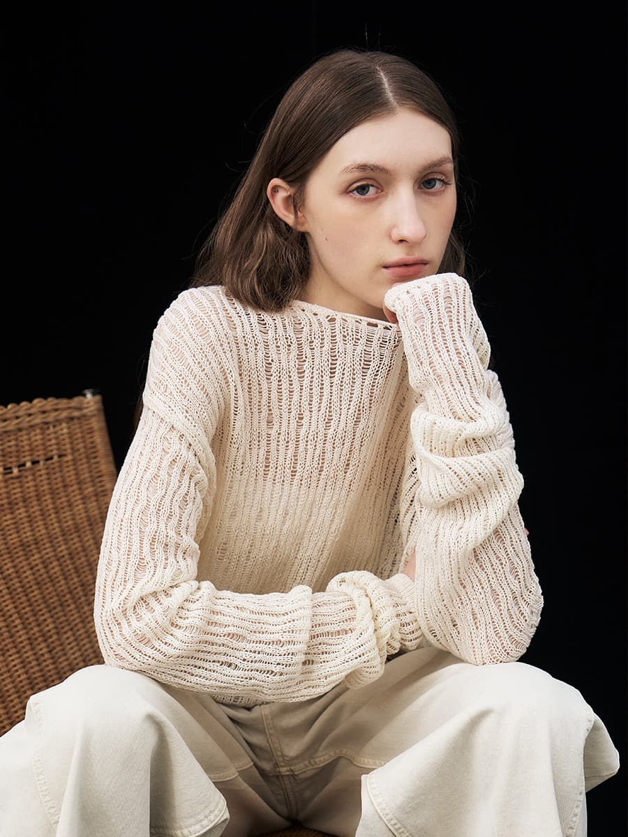 TFR LOOSE FIT NETTING KNIT_IVORY
