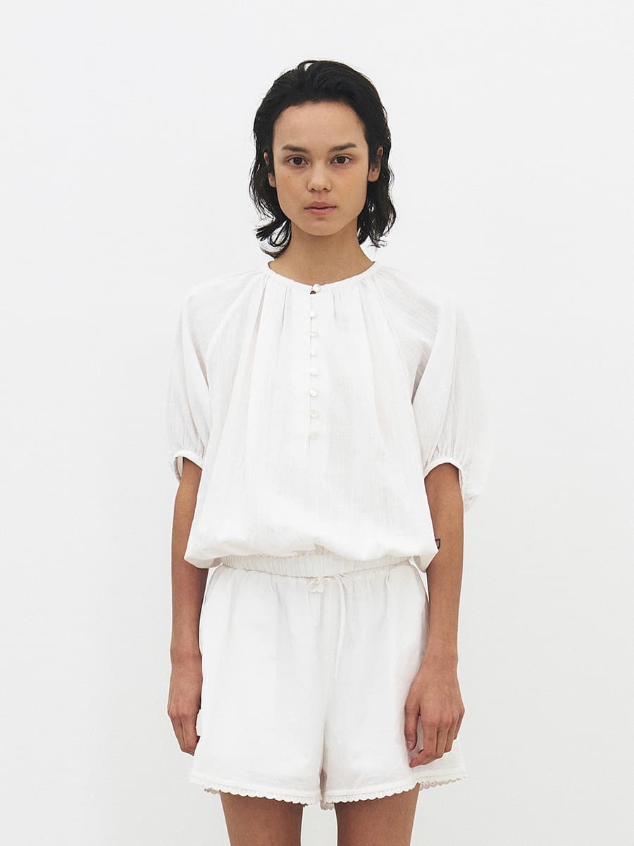 TFR SHIRRING PUFF BLOUSE_IVORY