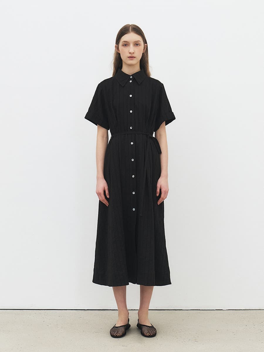 TFR STRIPED SHIRT DRESS_BLACK