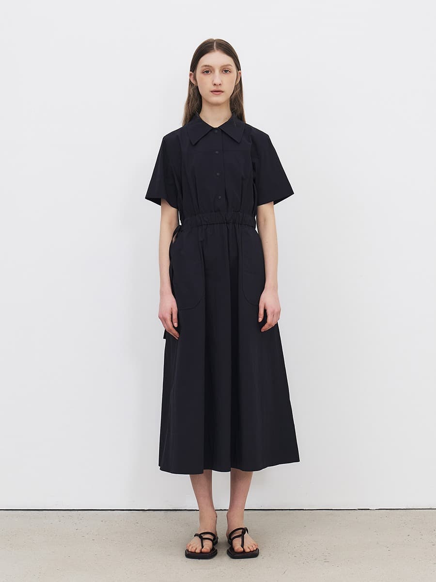 TFR COLLAR BANDING DRESS_D-NAVY