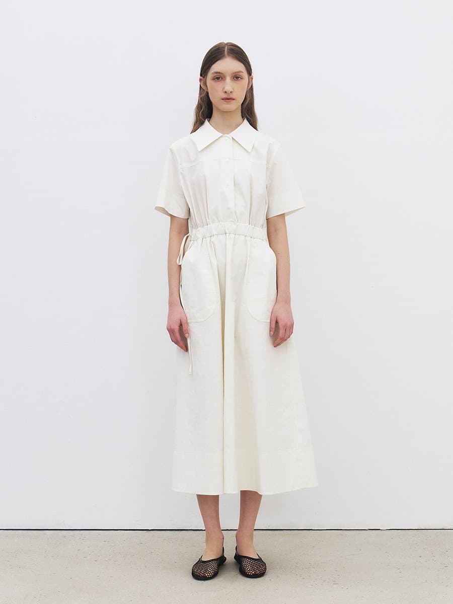 TFR COLLAR BANDING DRESS_IVORY