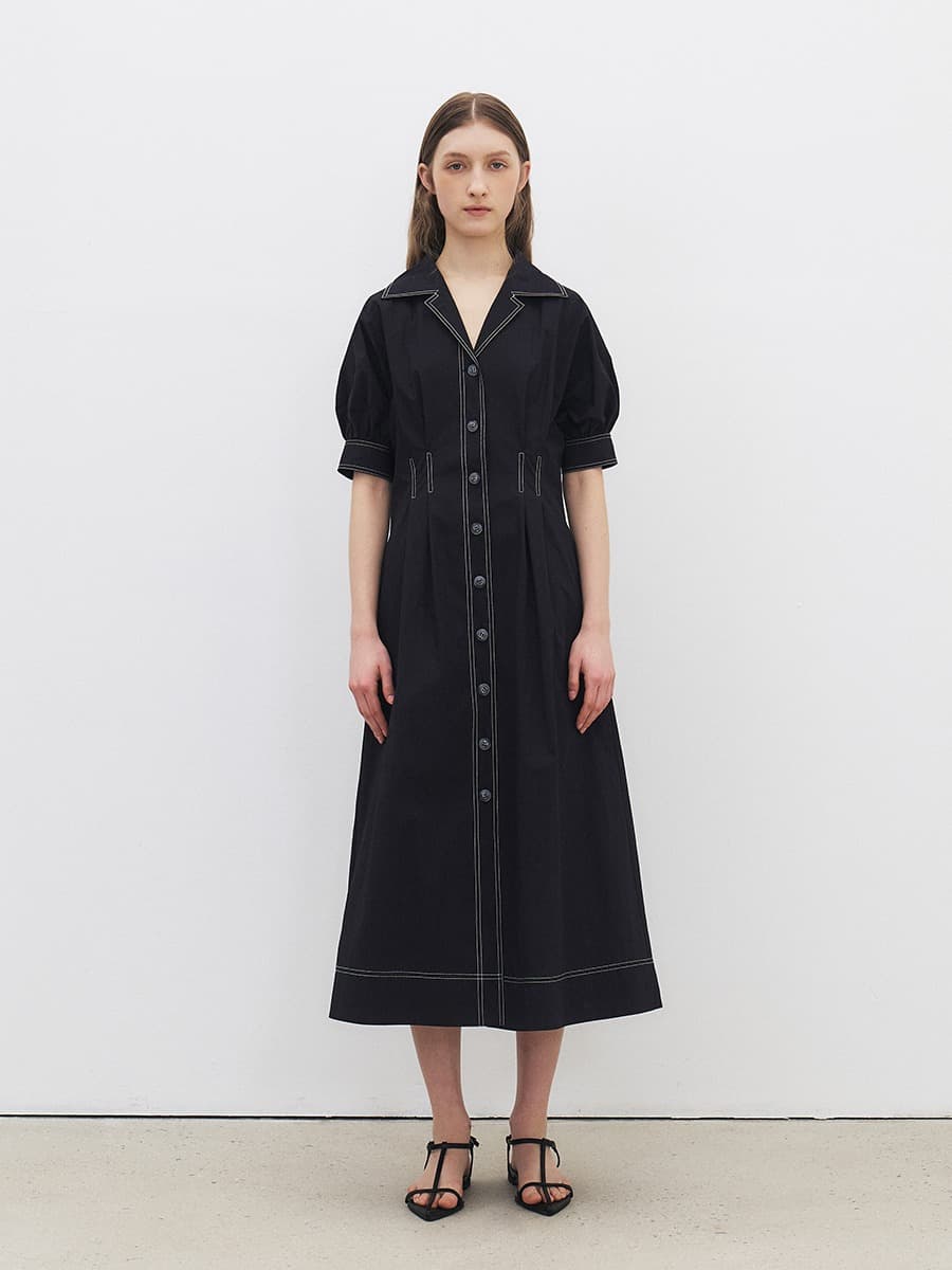 TFR COLLAR STITCH DRESS_D-NAVY