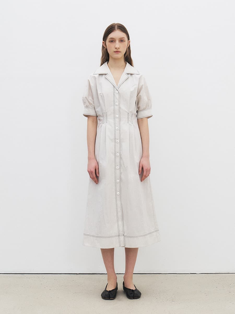 TFR COLLAR STITCH DRESS_L-GREY