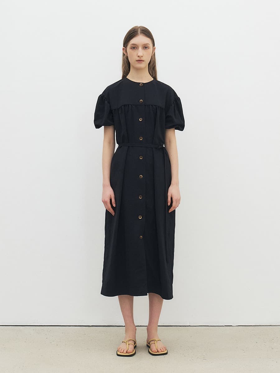 TFR VOLUME PUFF DRESS_D-NAVY