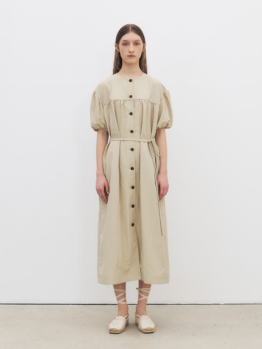 TFR VOLUME PUFF DRESS_BEIGE