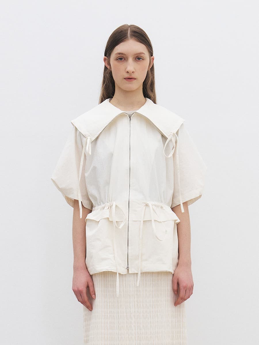 TFR SHEER STRING HALF SLEEVE JUMPER_IVORY