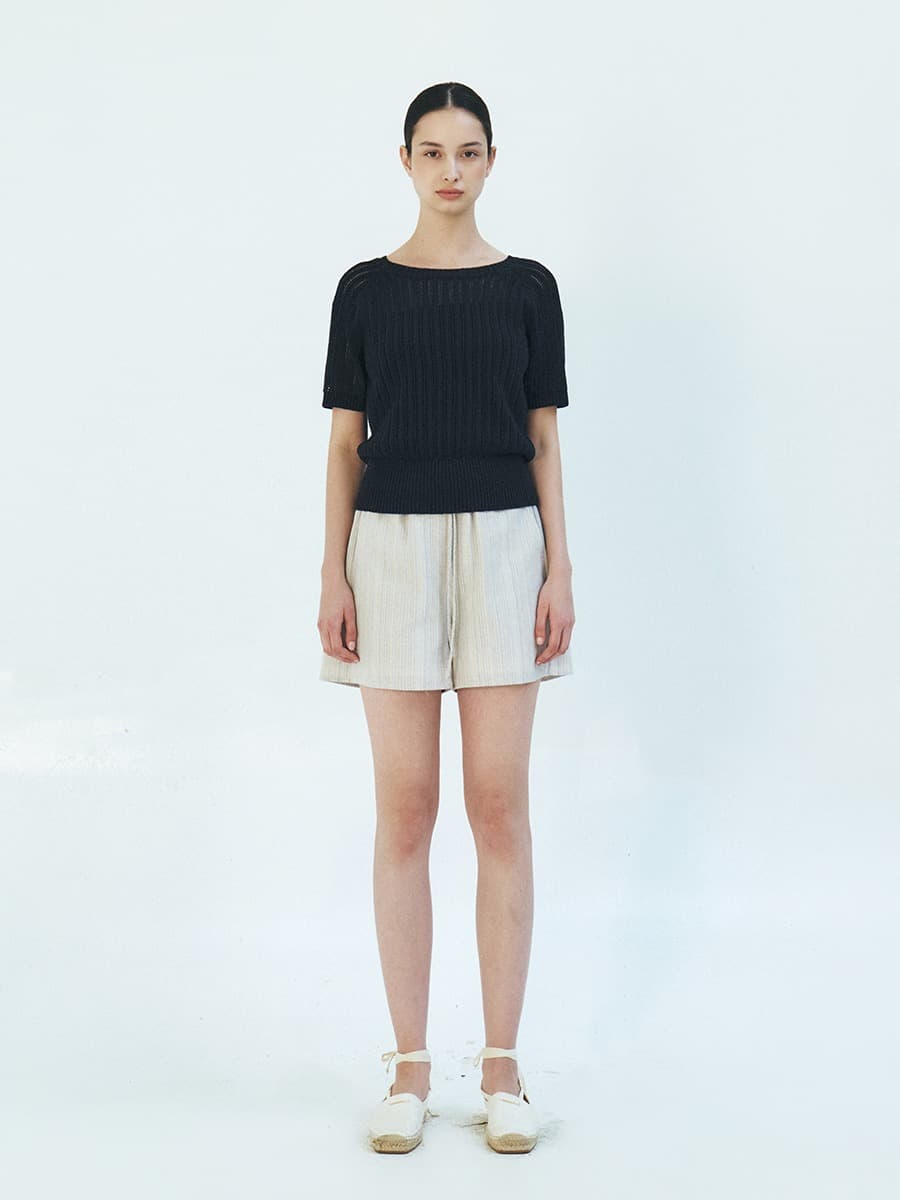 TFR STRIPE SHORT BANDING PANTS_SKY