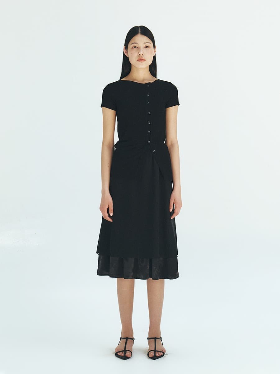 TFR SATIN LAYERD SKIRT_BLACK