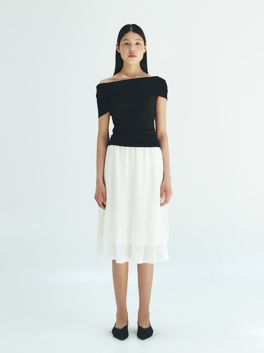 TFR SATIN LAYERD SKIRT_IVORY