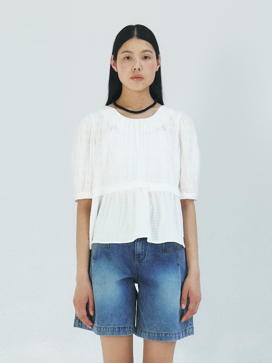 TFR WRINKLE PUFF SLEEVE BLOUSE_IVORY