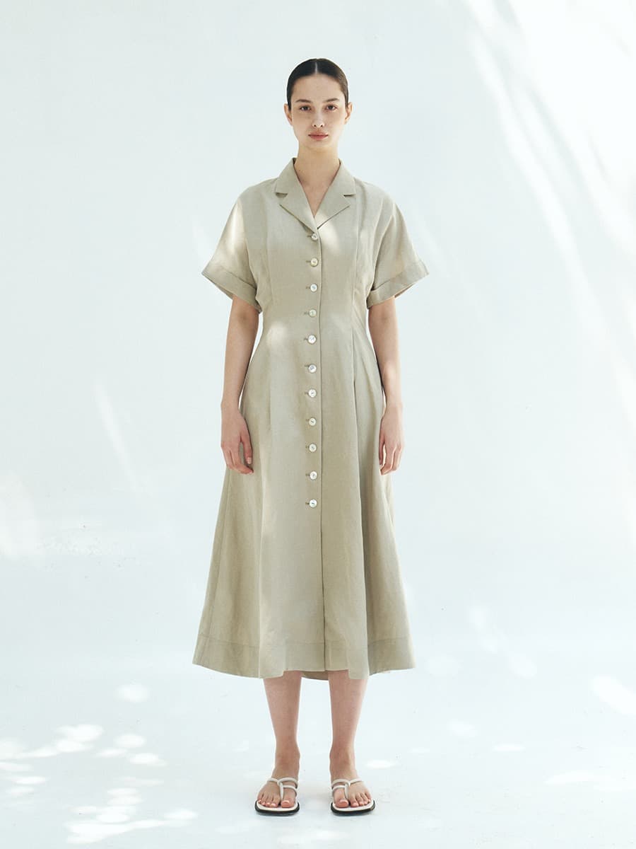 TFR LINEN COLLAR BUTTON DRESS_MINT