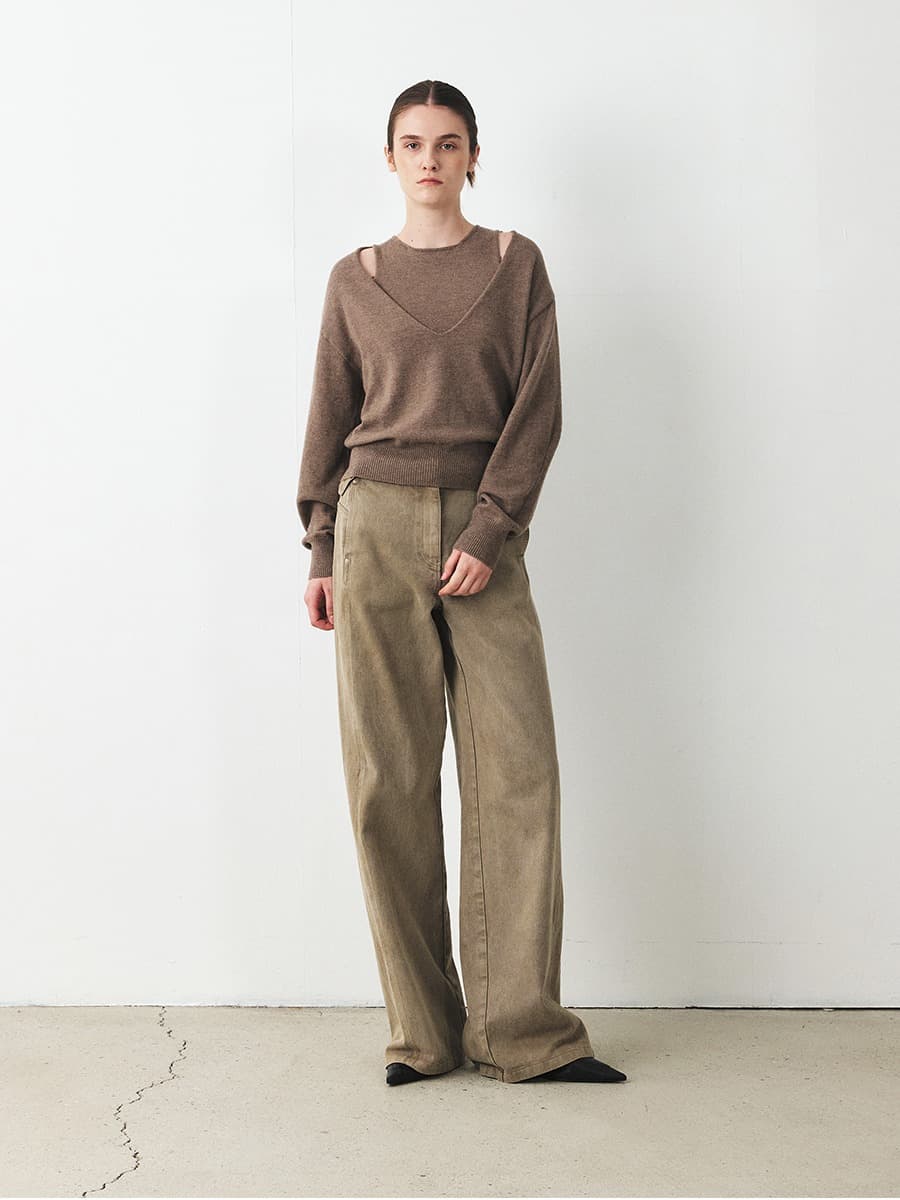 TFF RIVET DIVIDED DYEING DENIM_MOCHA