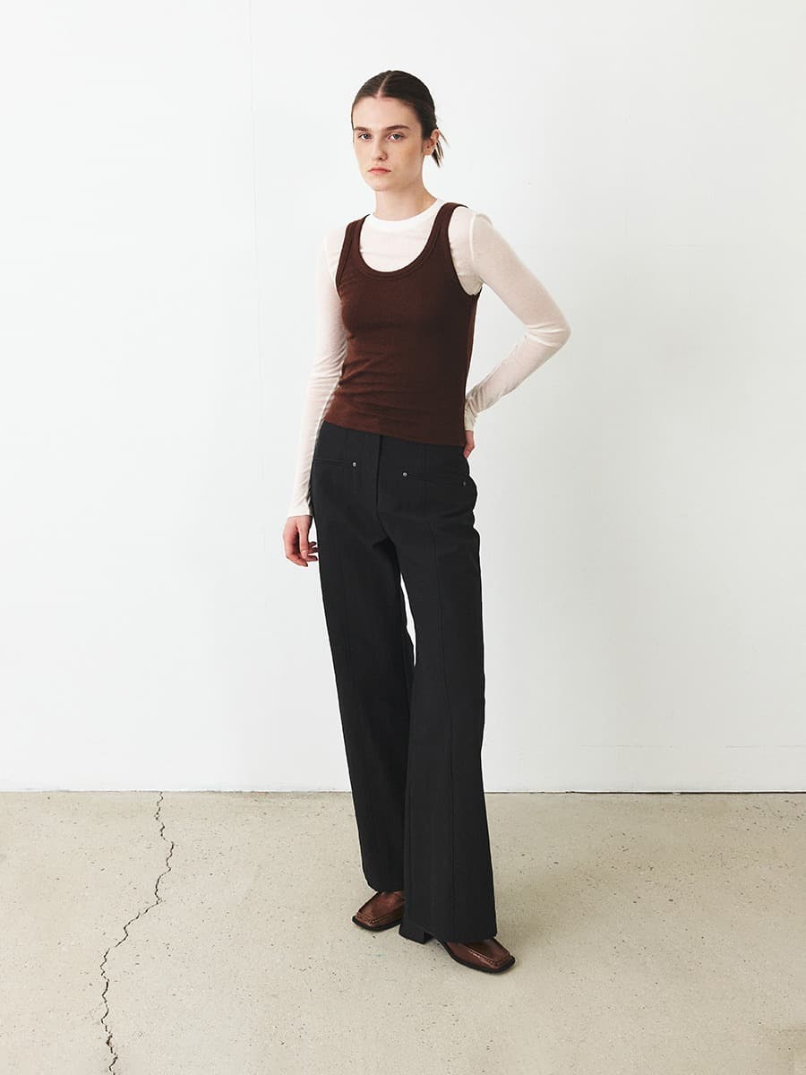 TFF COTTON WIDE FLARE TROUSERS_BLACK