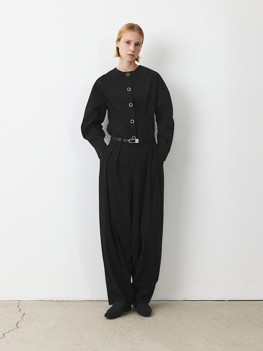 TFF HERRINGBONE BARREL TROUSER_BLACK