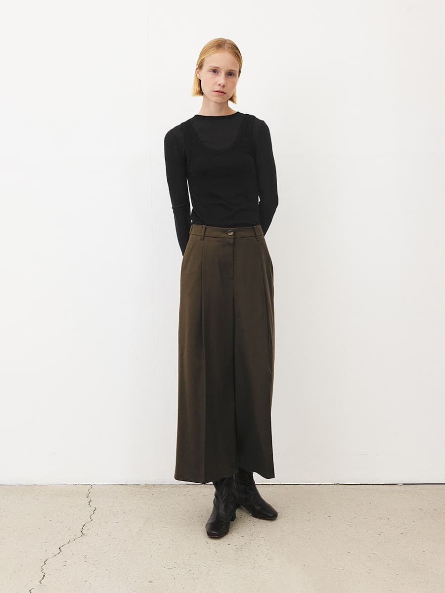 TFF WOOL CULOTTE PANTS_KHAKI BROWN