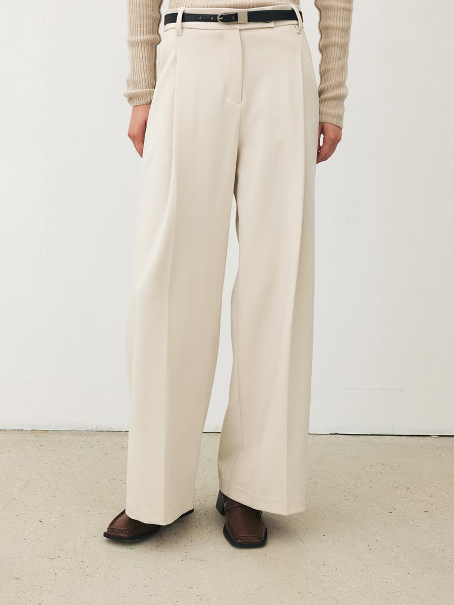TFF ONE TUCK WIDE TROUSERS_IVORY