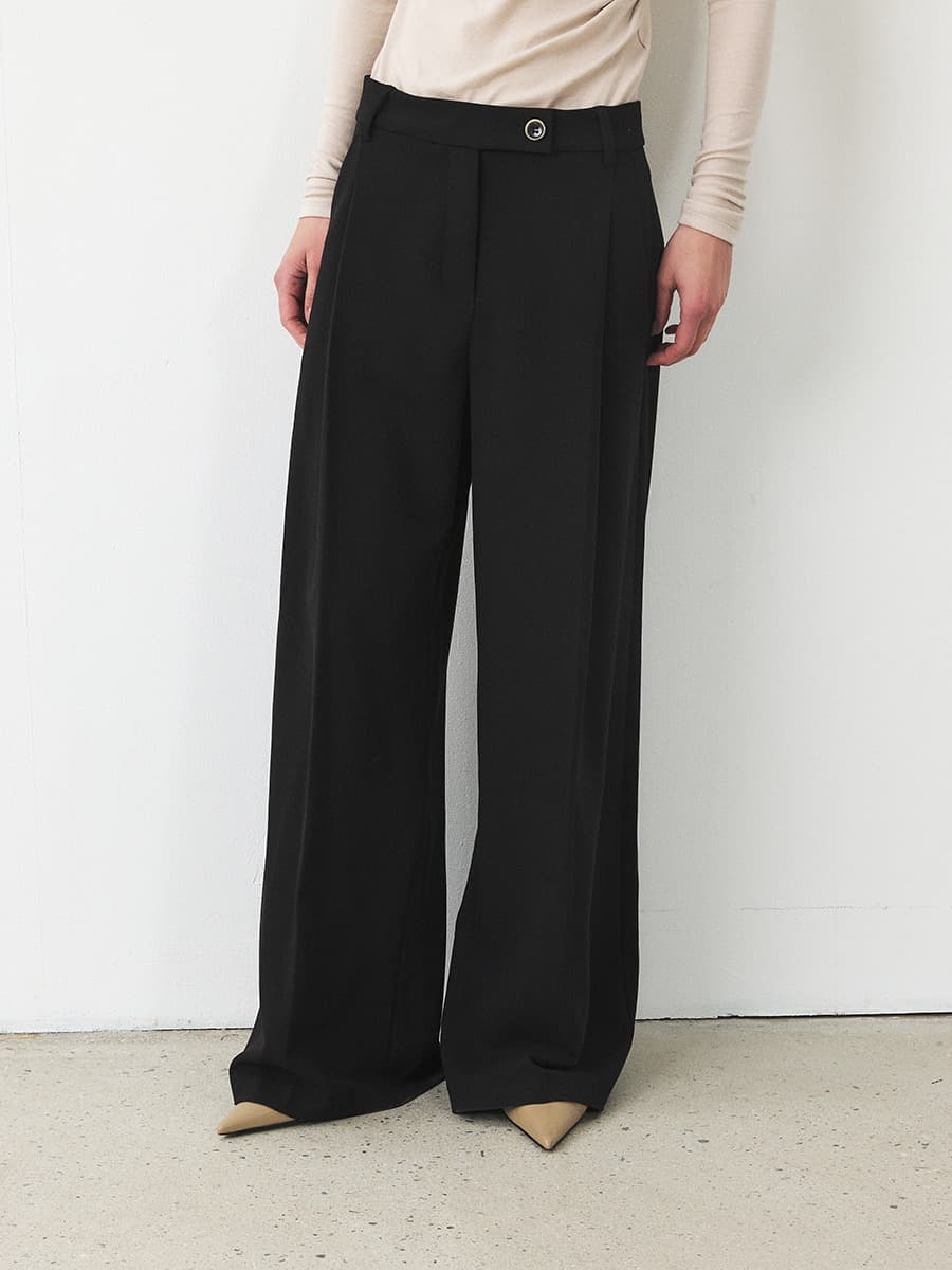 TFF ONE TUCK WIDE TROUSERS_BLACK