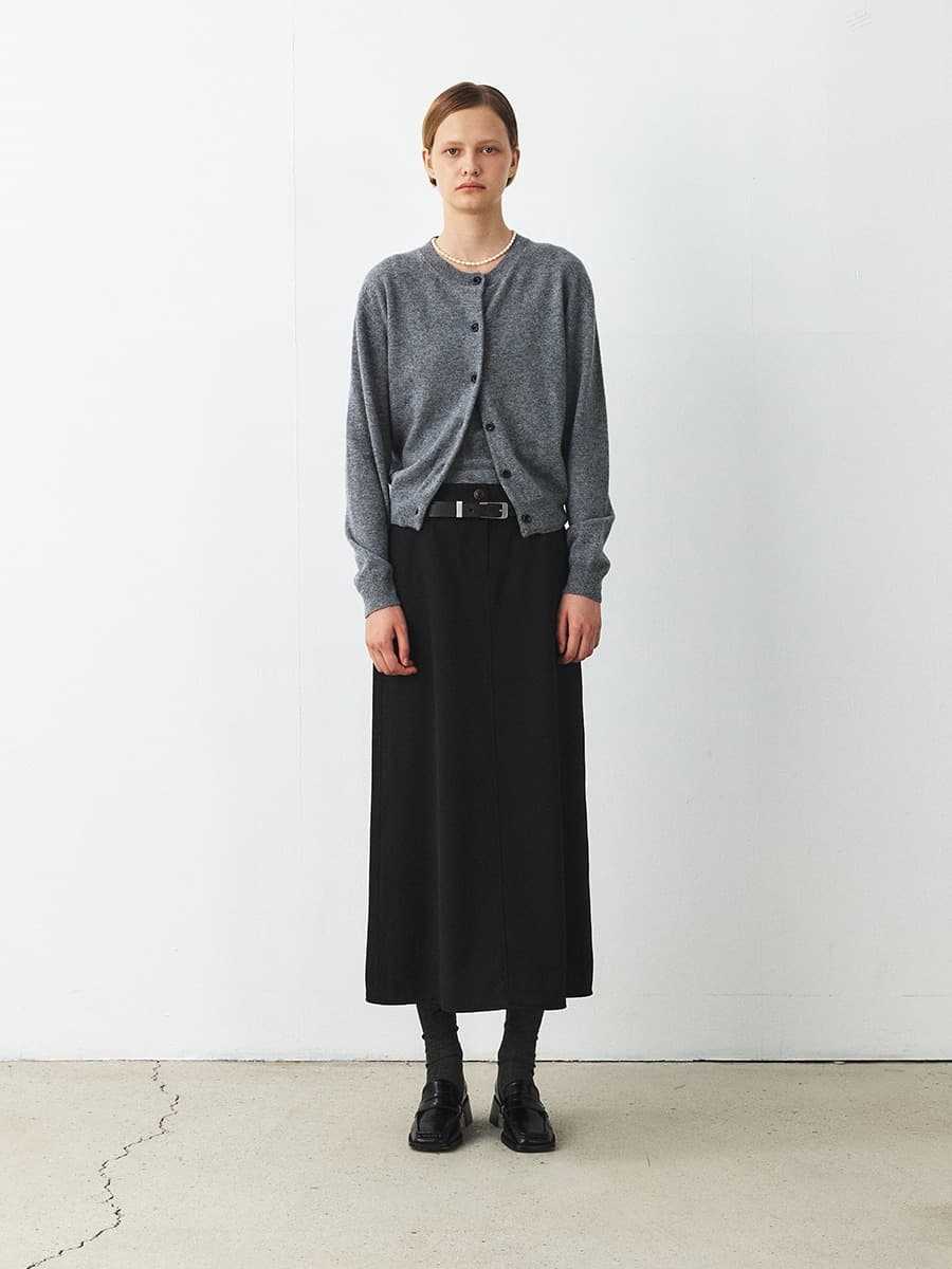 TFF SEMI A-LINE WOOL SKIRT_BLACK