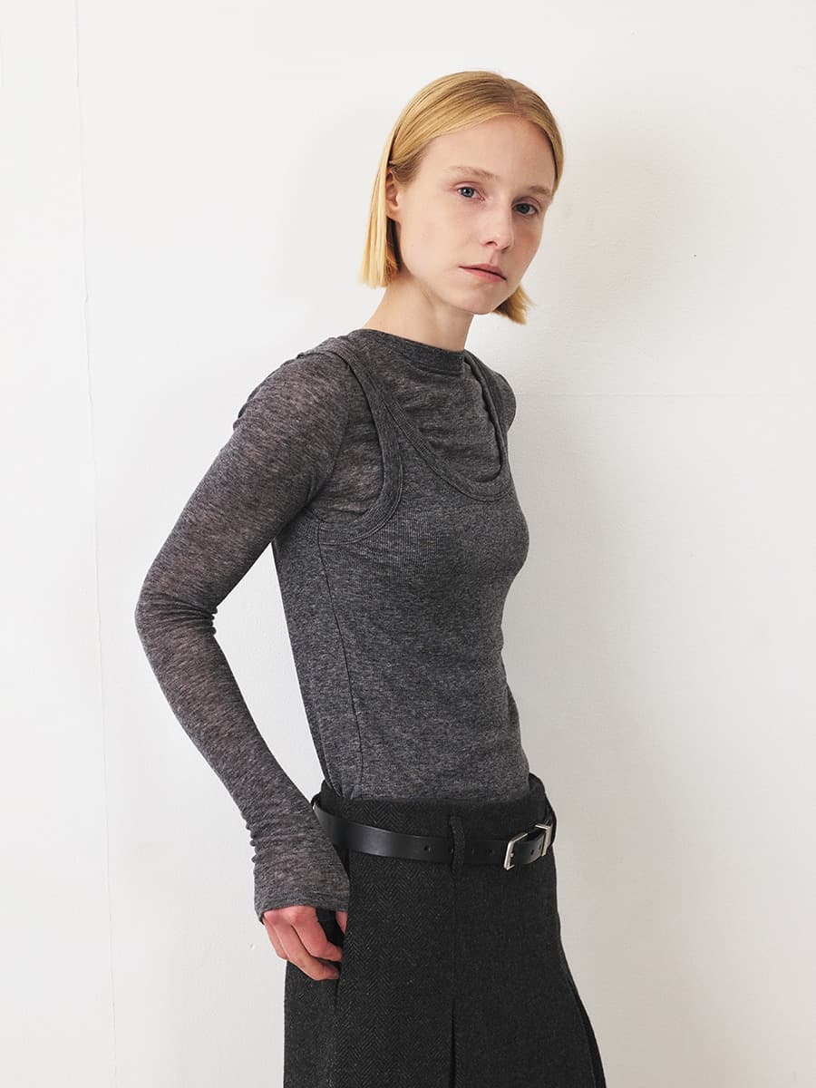 TFF SLEEVELESS LAYERED TOP_CHARCOAL
