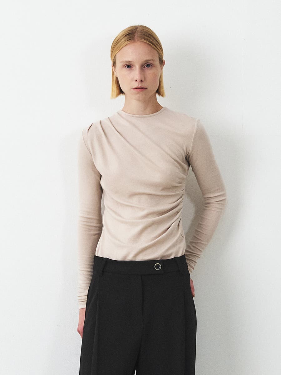TFF WOOL DRAPED TOP_BEIGE
