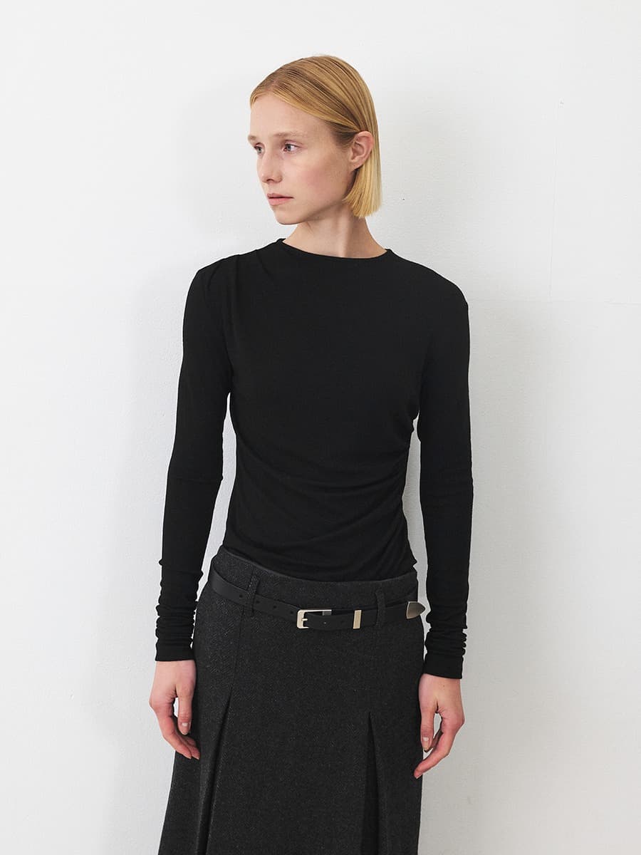 TFF WOOL DRAPED TOP_BLACK