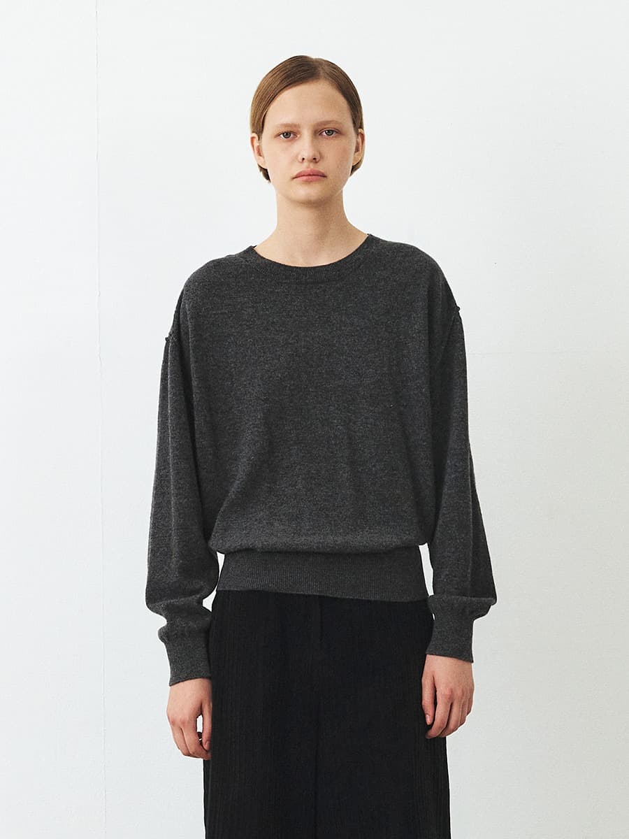 TFF WRAP MERINO WOOL KNIT TOP_D-GREY