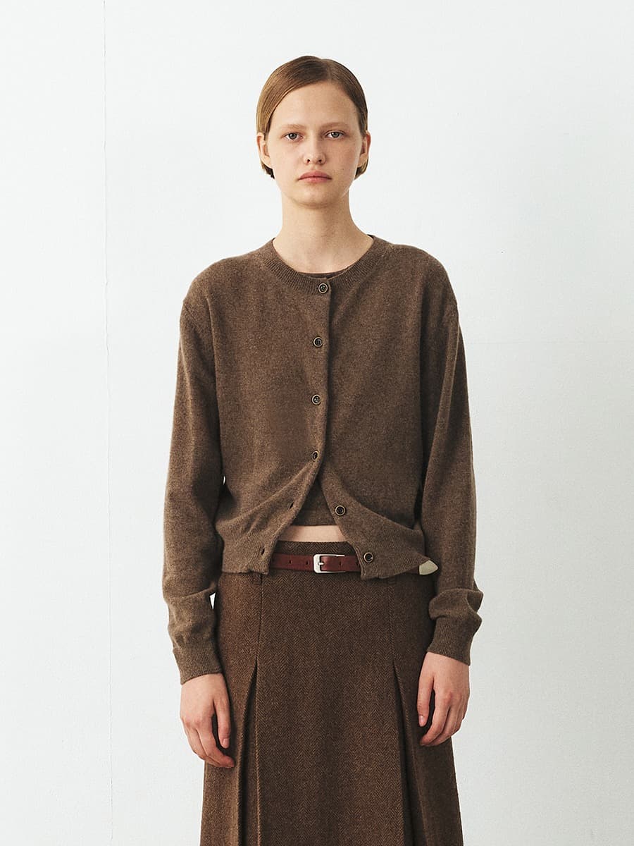 TFF CASHMERE SET-UP KNIT CARDIGAN_BROWN