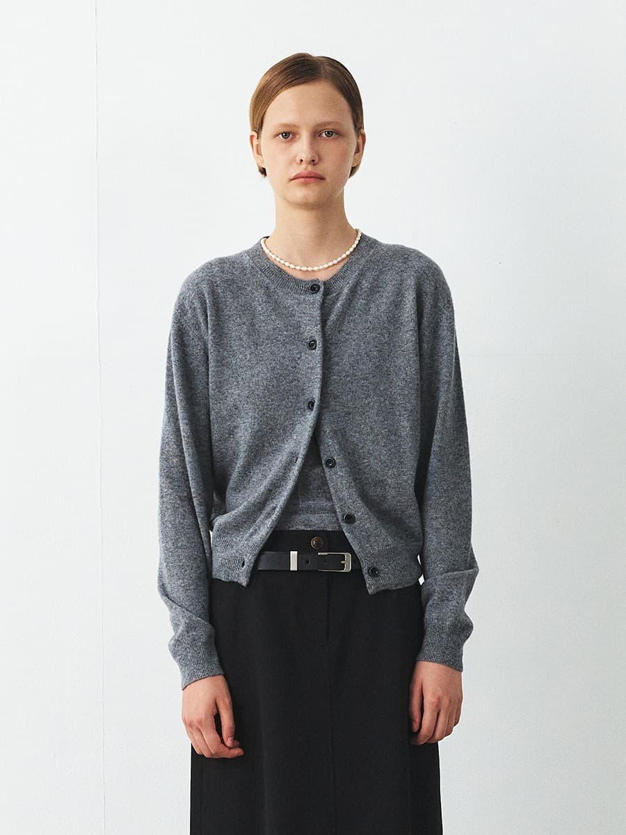 TFF CASHMERE SET-UP KNIT CARDIGAN_GREY