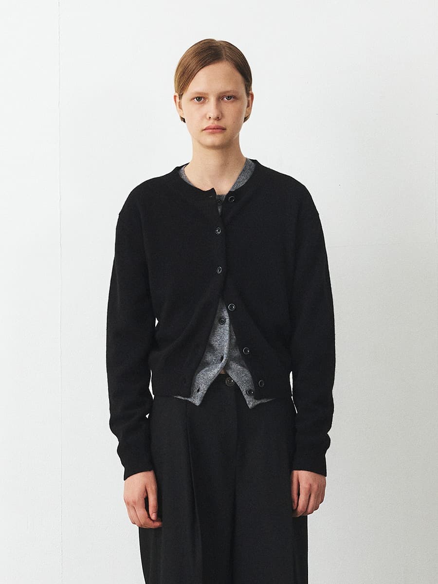 TFF CASHMERE SET-UP KNIT CARDIGAN_BLACK