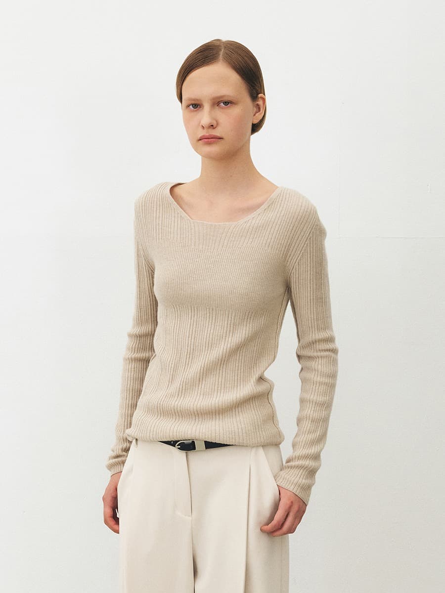 TFF MERINO WOOL ROUND KNIT TOP_OATMEAL