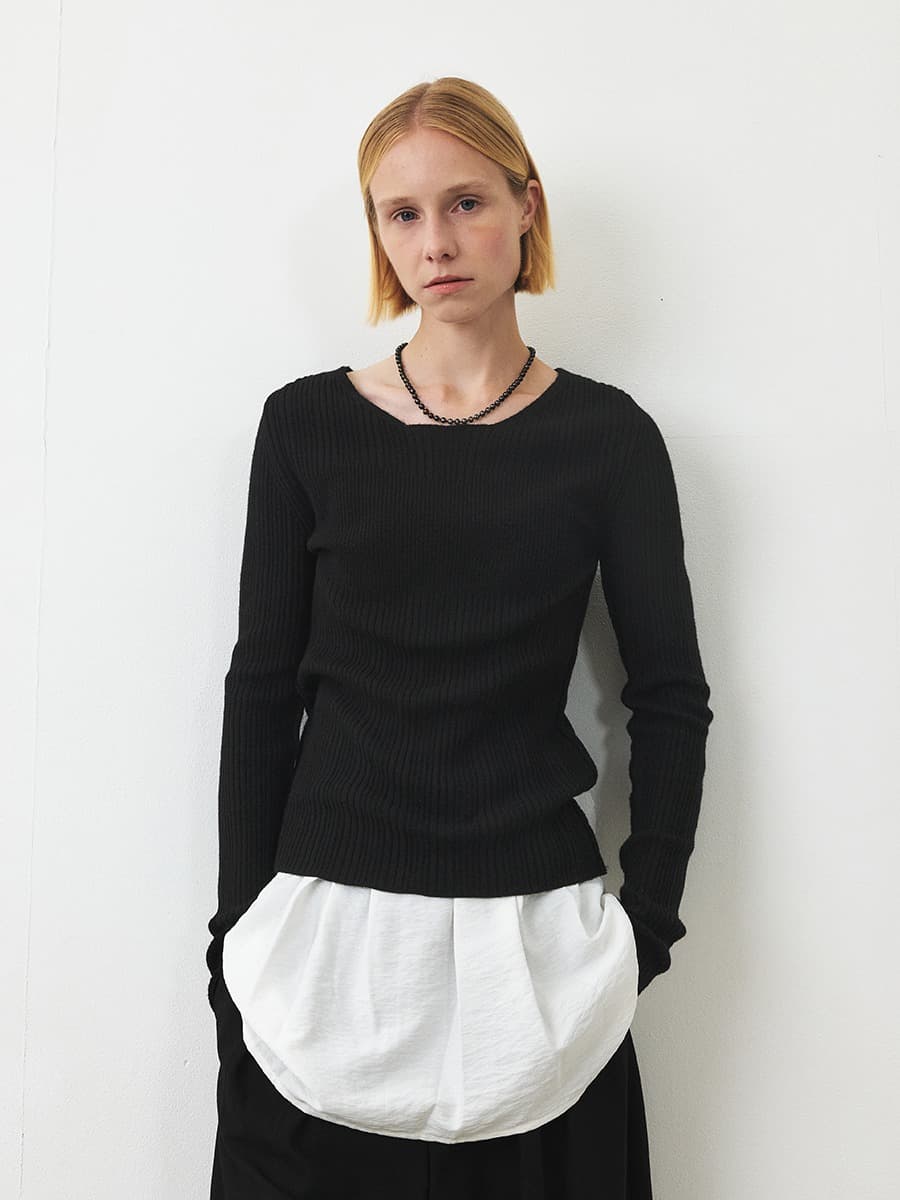 TFF MERINO WOOL ROUND KNIT TOP_BLACK