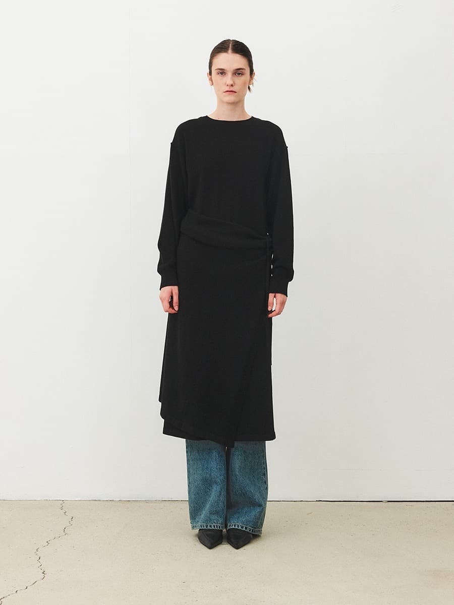 TFF CASHMERE LAYERD KNIT DRESS_BLACK