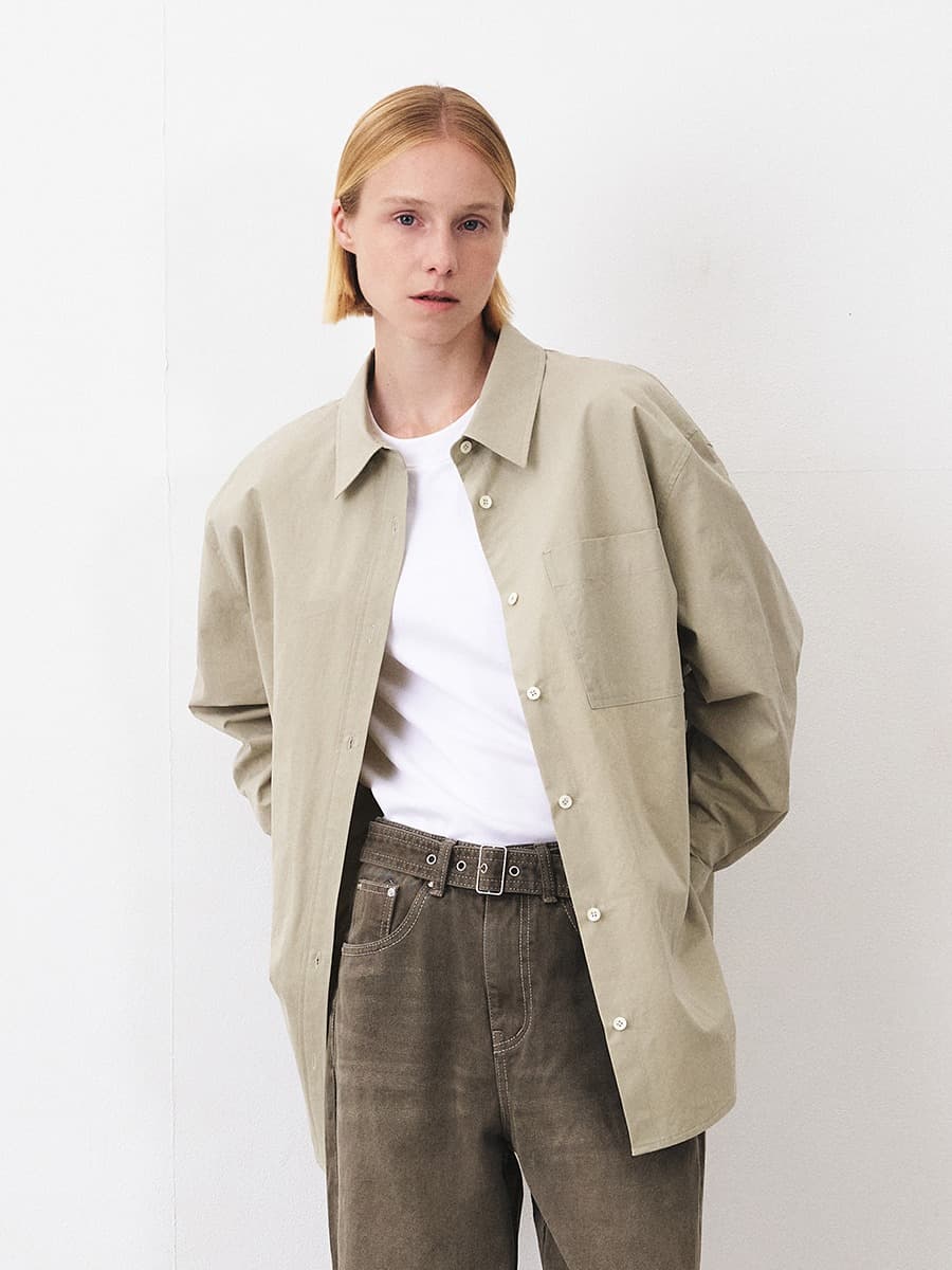 TFF OVER FIT POCKET SHIRT_L-KHAKI