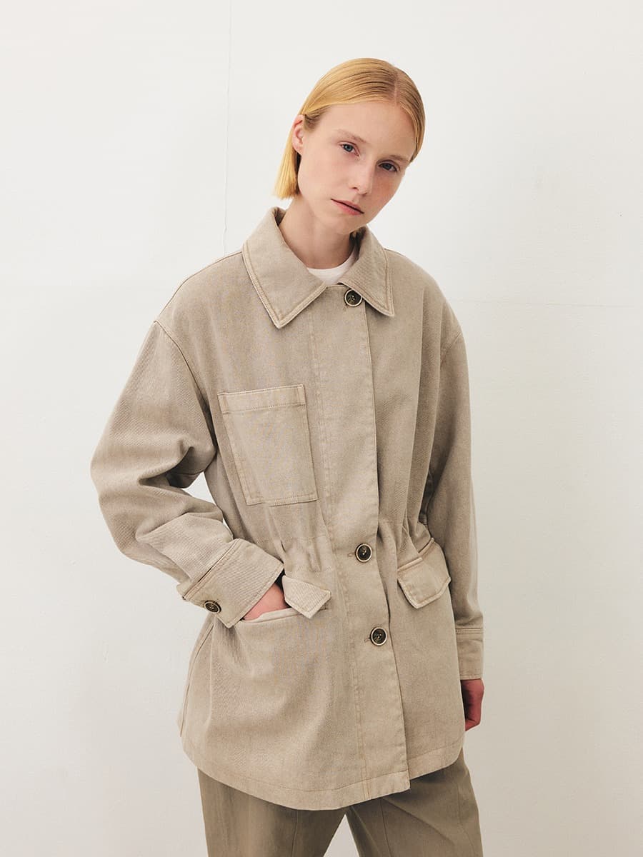 TFF DYEING DENIM JACKET_ASH BEIGE