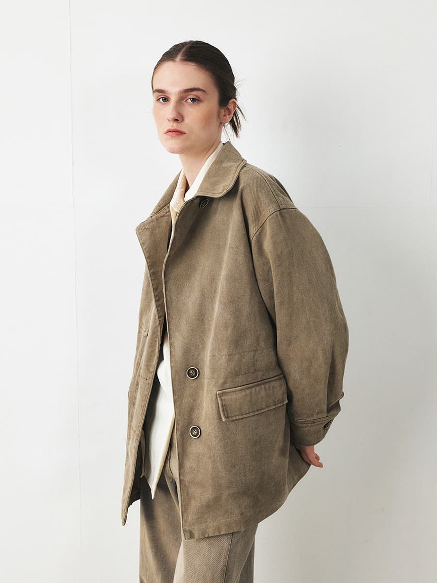 TFF DYEING DENIM JACKET_D-BEIGE — vue 1