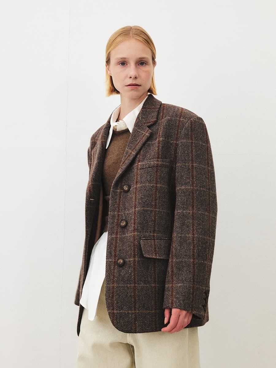 TFF OVERFIT WOOL CHECK BLAZER_CHECK