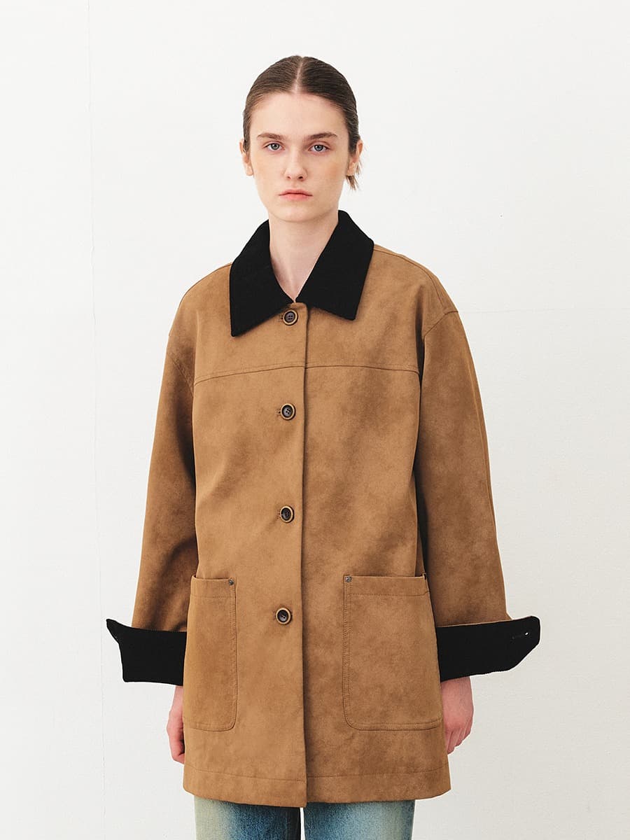 TFF FAUX LEATHER WORK JACKET_CAMEL