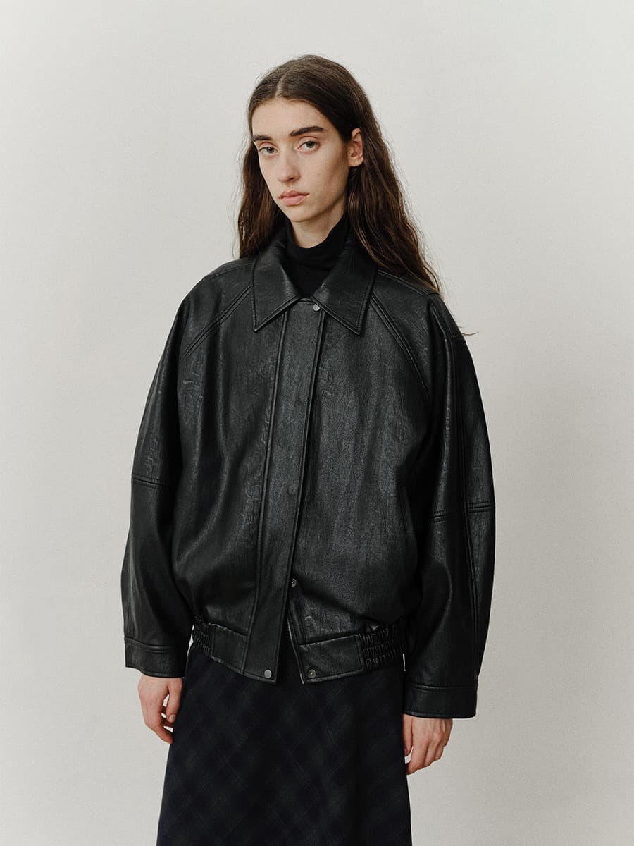 TFF OVERSIZED FAUX LEATHER BLOUSON_BLACK