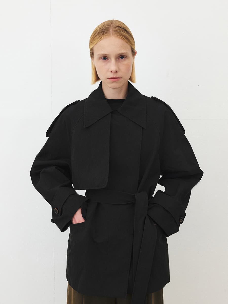 TFF CLASSIC HALF TRENCH COAT_WASHED BLACK