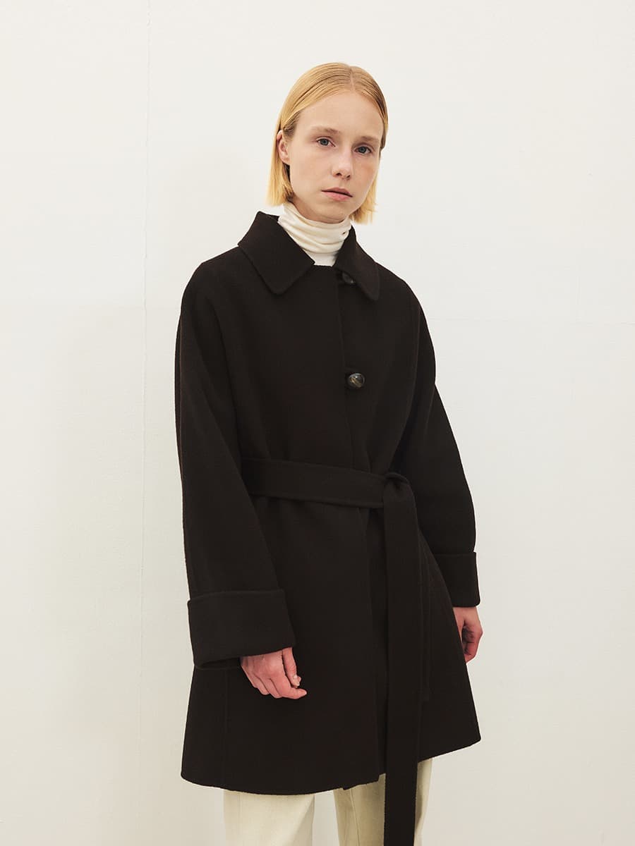 TFF CASHMERE SOUTIEN HAND MADE HALF COAT [PREMIUM]_D-BROWN