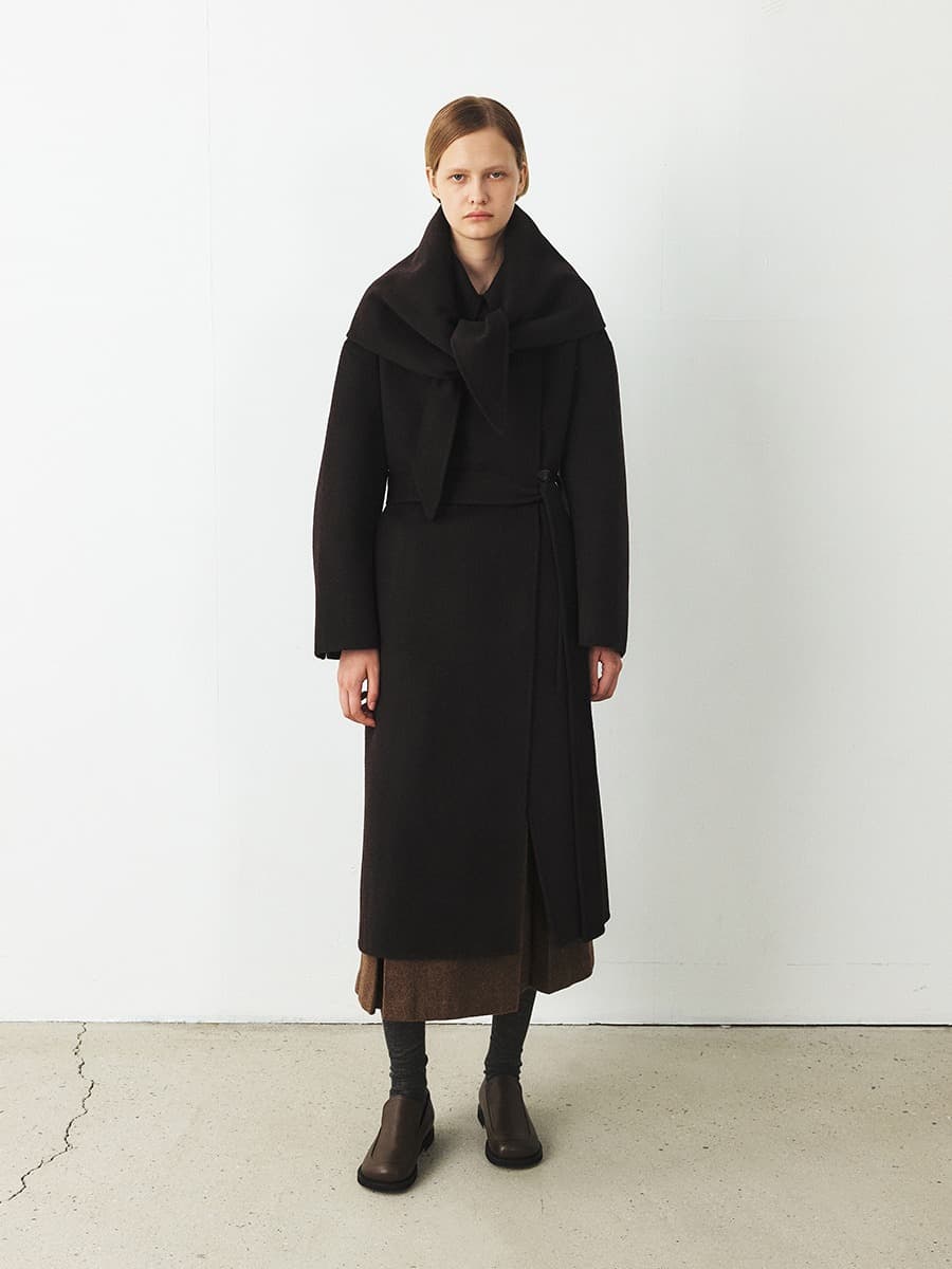 TFF CASHMERE SCARF HAND MADE COAT [PREMIUM]_D-BROWN